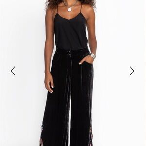 Johnny Was Black Velvet Wide-Leg Pants